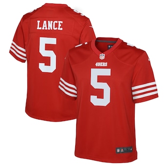 youth nike trey lance scarlet san francisco 49ers game jerse